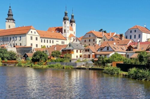 Telč z mostu přes Ulický rybník