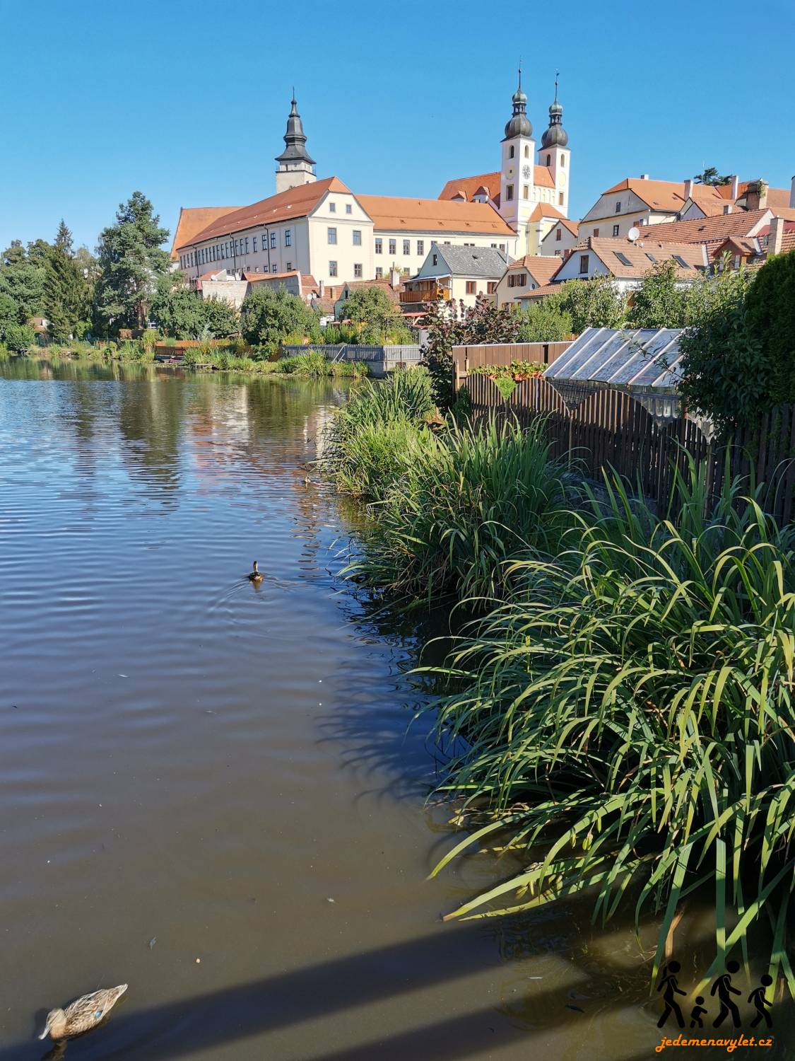 Telč z mostu přes Ulický rybník